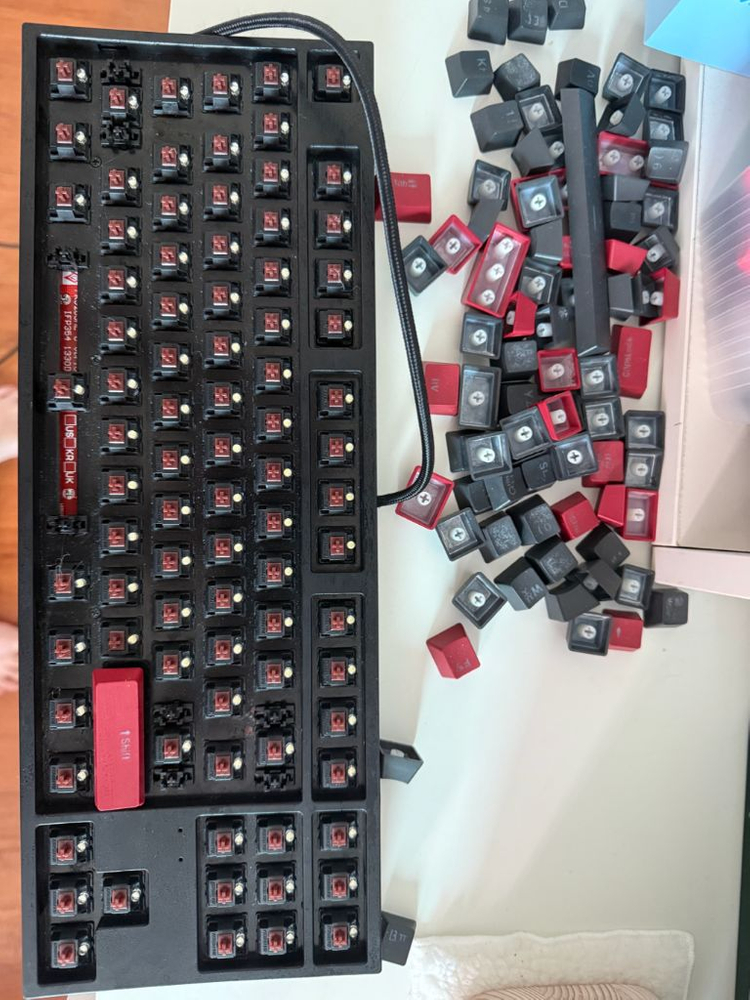 COX CK87 레드/그레이 게이트론 LED 게이밍 기 이미지