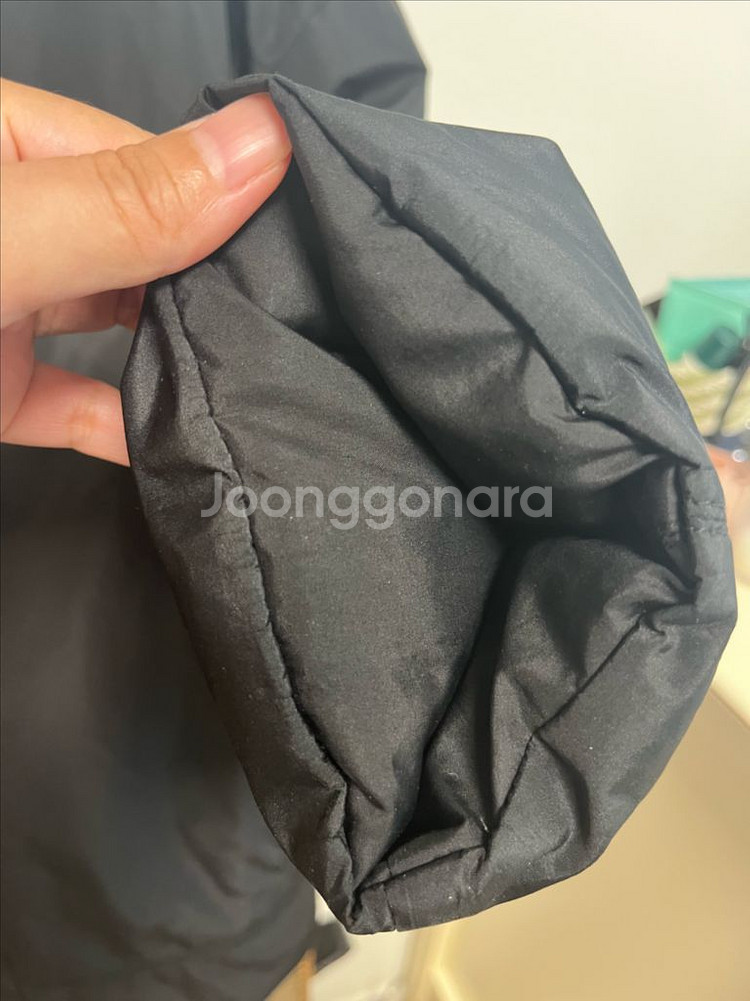 시스템 컬러 후드 구스다운 숏패딩--7