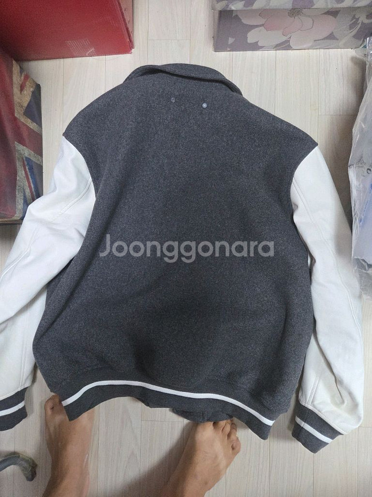 일꼬르소 정품 가죽 울 바시티 자켓 100사이즈--3