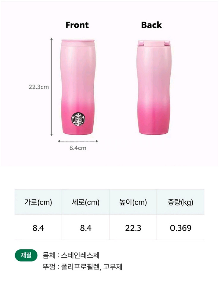 스타벅스 한정판 핑크색 알로하 콩코드 텀블러 벤티--9