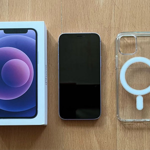 아이폰12 미니 퍼플 128G 풀박 + 맥세이프 케이스