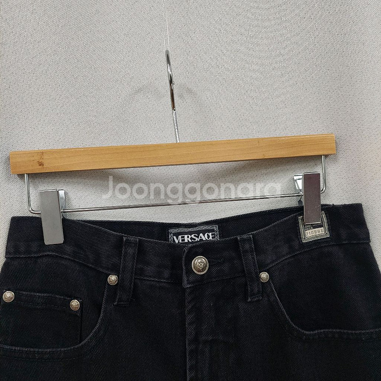 베르사체 매두사로고 블랙 데님팬츠--1
