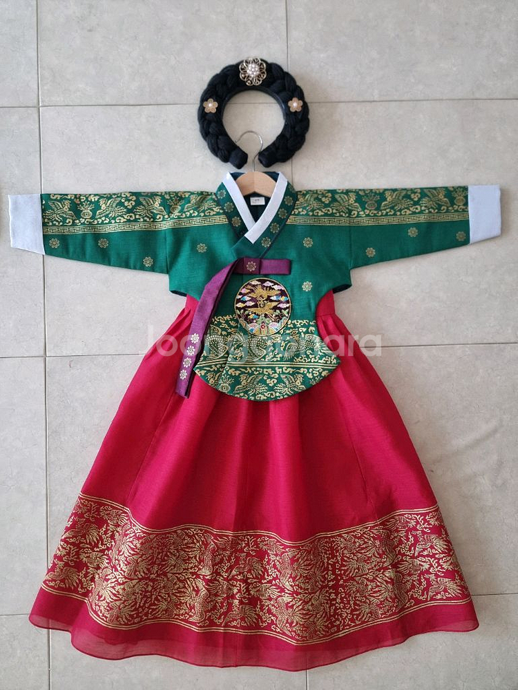 여아 중전 한복 4호 가채 머리띠 포함--0