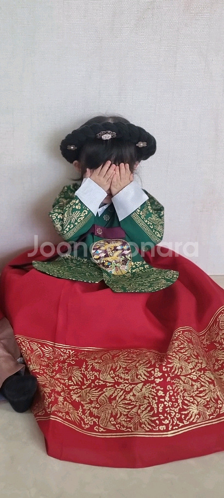 여아 중전 한복 4호 가채 머리띠 포함--2