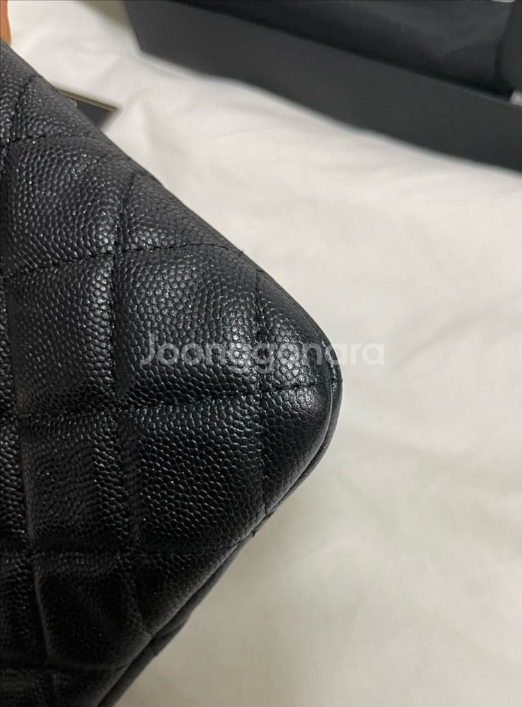 [정품] 샤넬 클래식 캐비어 클러치 블랙 은장--4