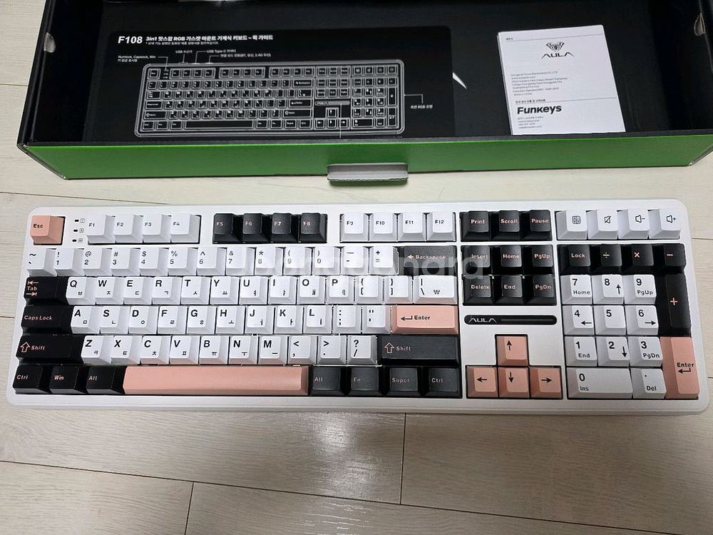 AULA F108 독거미 국내 정품 화이트, 경해축--0