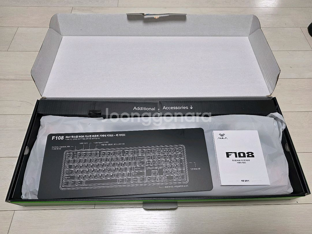 AULA F108 독거미 국내 정품 화이트, 경해축--2