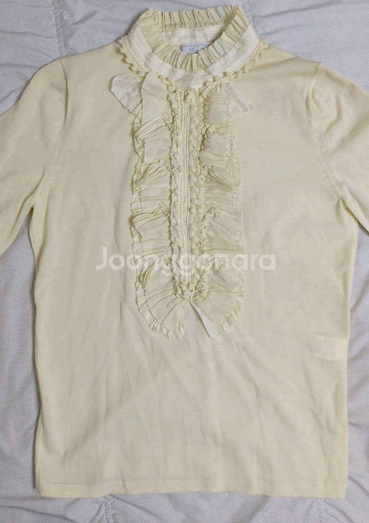 크림색 프릴 블라우스 (90),한섬마인 모니트 55 견--3