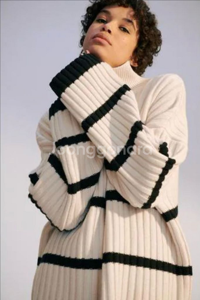 H&M 울 100% 스트라이프 니트---0