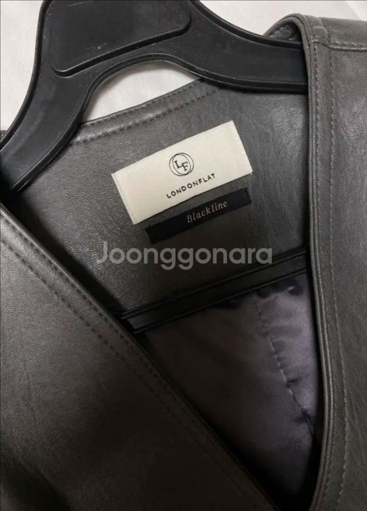 새) 런던플랏 레더 볼륨 자켓 브이넥 노카라 가죽블루종--4