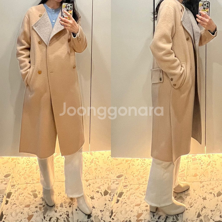 베르니스 베이지톤 더블 코트--0