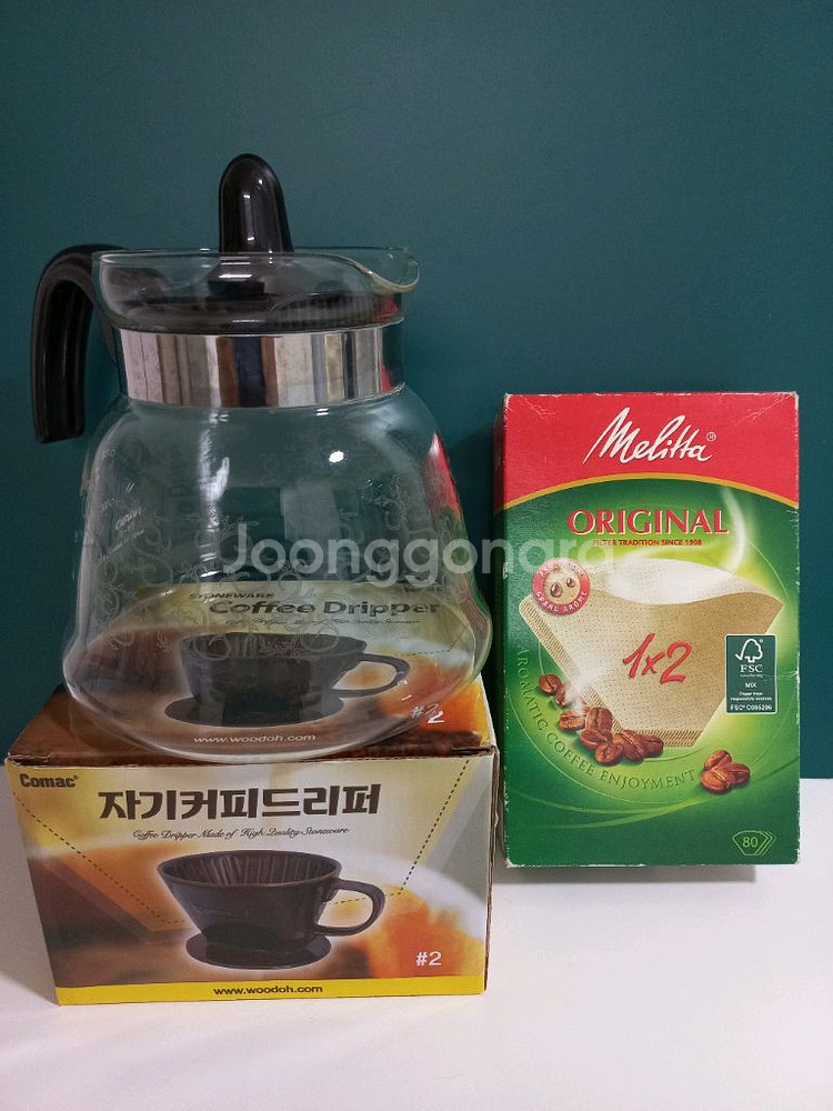 하리오 유리포트 + 코맥 커피 드리퍼 + 멜리타 필터--1