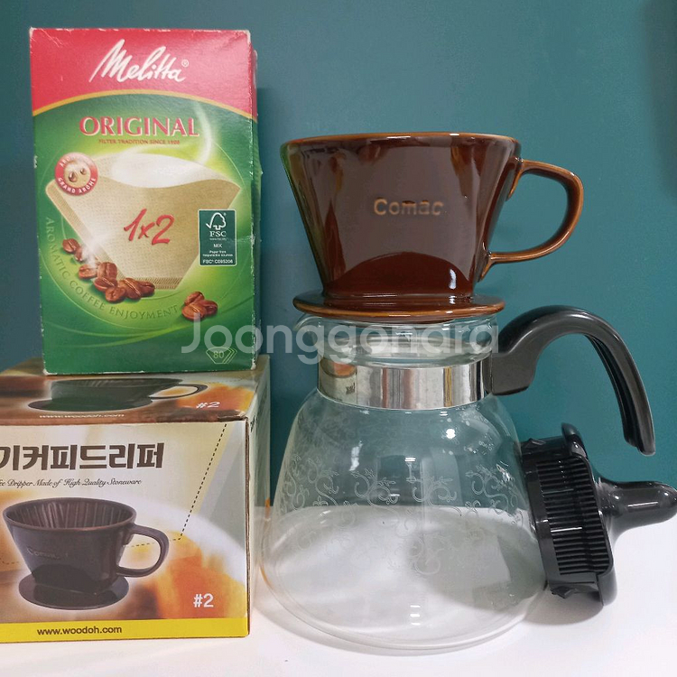 하리오 유리포트 + 코맥 커피 드리퍼 + 멜리타 필터--0