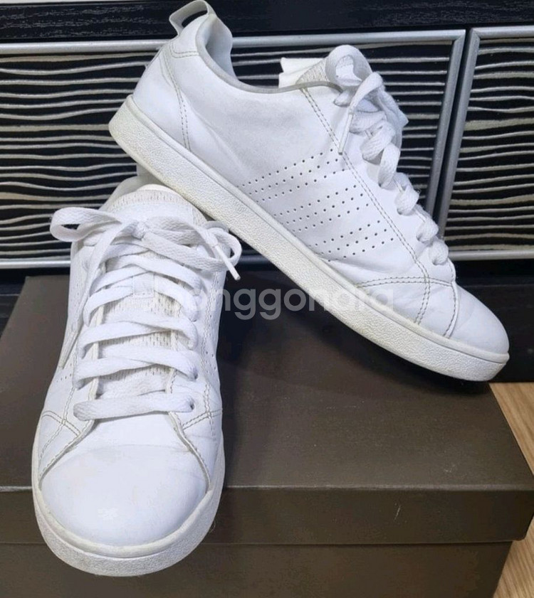 아디다스 네오 어드벤티지 클린 레더 화이트 스니커즈--0