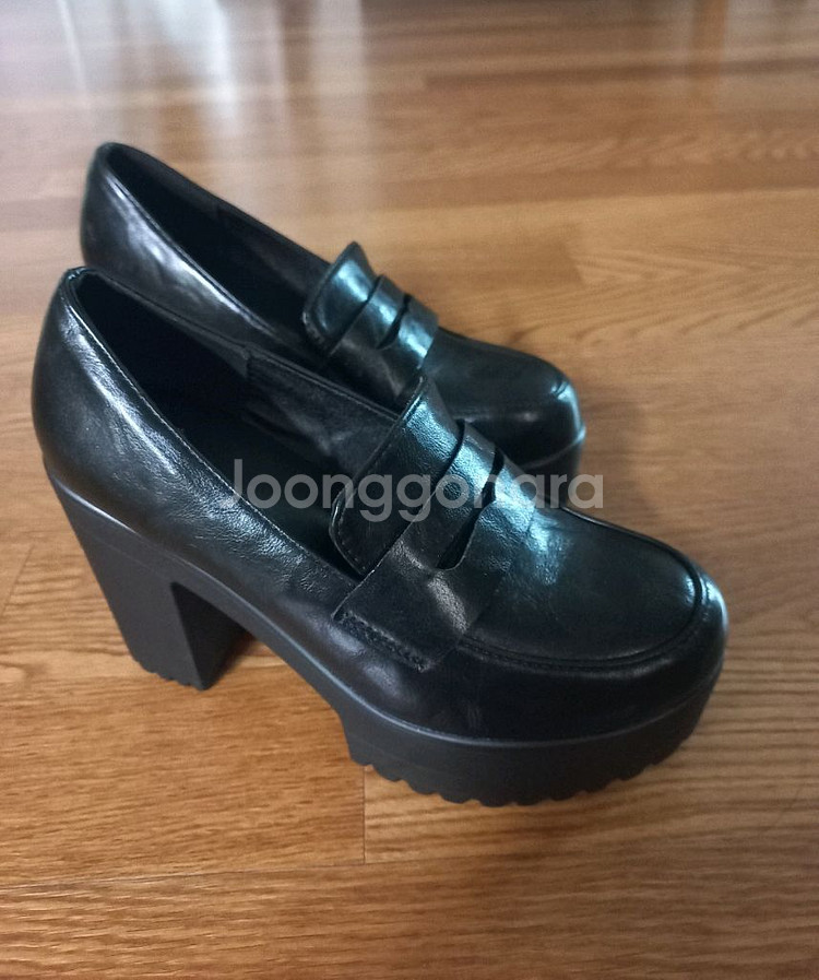 플랫폼 힐 로퍼 통굽 구두 (새상품)--2