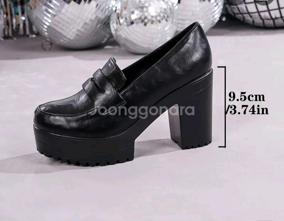 플랫폼 힐 로퍼 통굽 구두 (새상품)--4