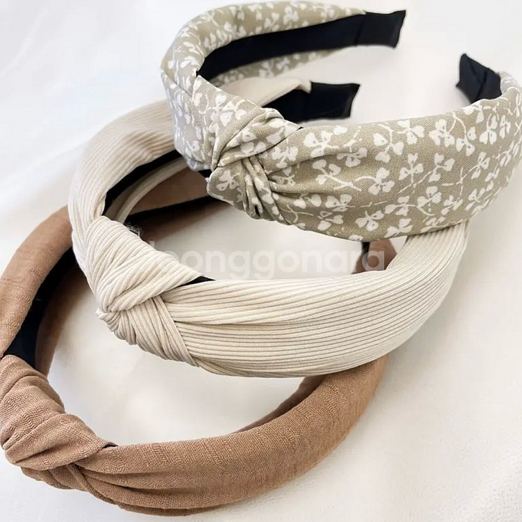 두꺼운 매듭 머리띠 헤어밴드 3종 세트--1