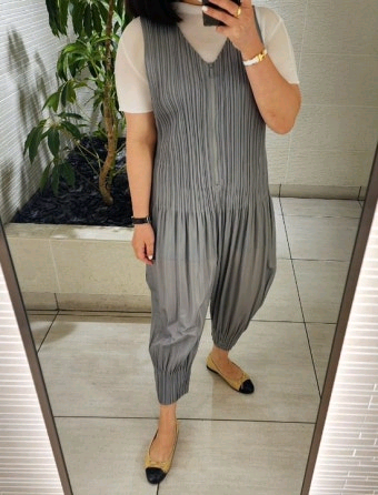 플리츠플리즈 베이직 점프수트 그레이 4사이즈 새상풍--6