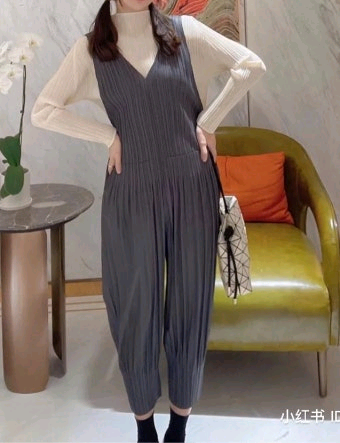 플리츠플리즈 베이직 점프수트 그레이 4사이즈 새상풍--5