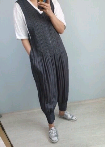 플리츠플리즈 베이직 점프수트 그레이 4사이즈 새상풍--4