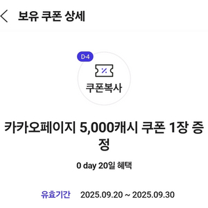 카카오페이지 5000캐시쿠폰