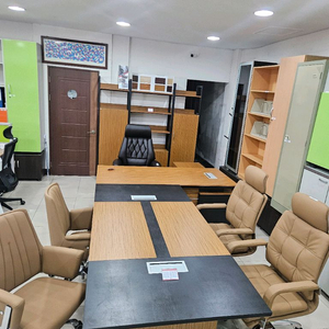 (새상품.박스미개봉)사장실책상+테이블+책장3+의자5포함