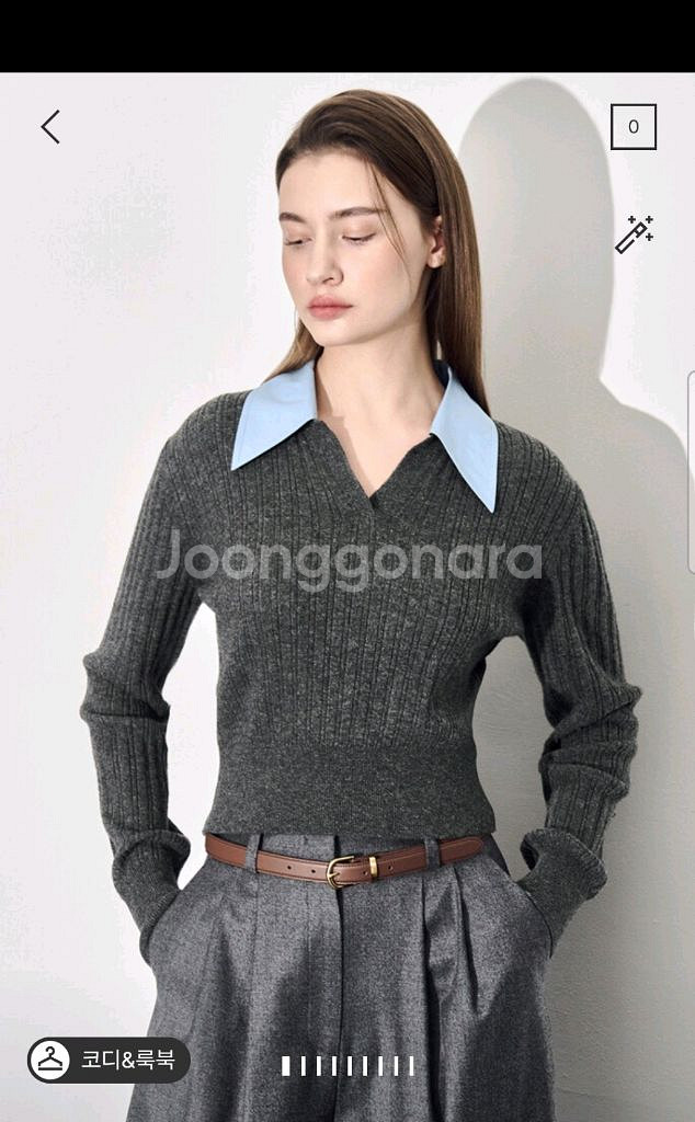 타임 울 블렌드 디테쳐블 칼라탑 마인 랑방 더캐시미어--0