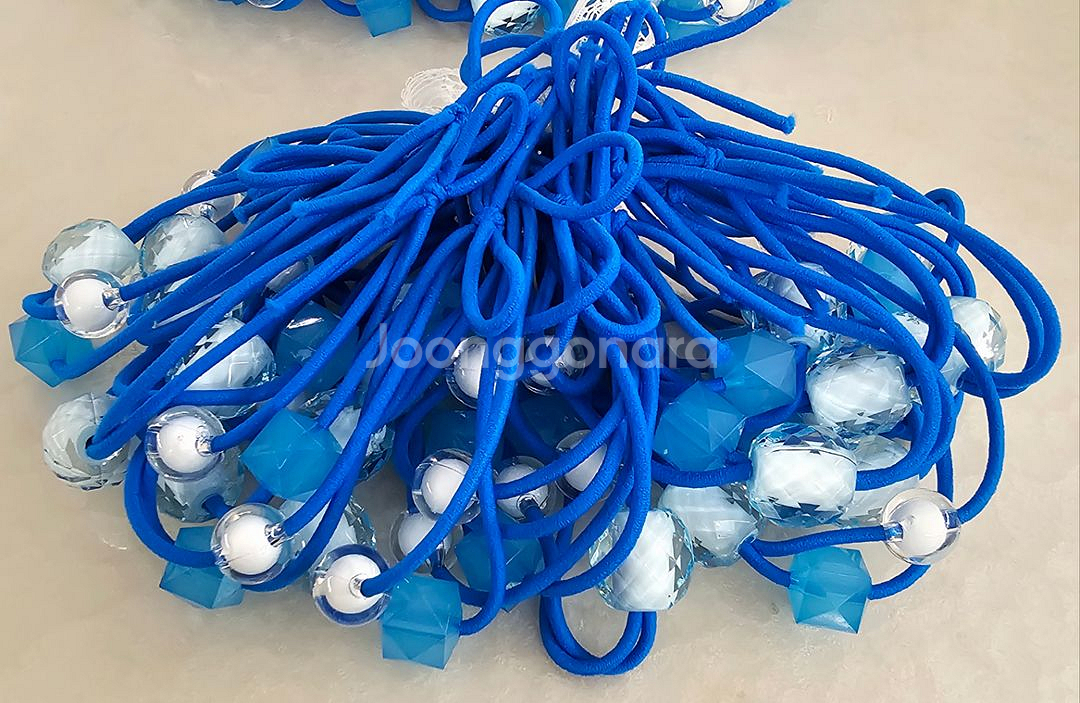 비즈머리끈 블루 20개 일괄--0