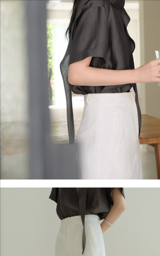 하우투러브미 올리에 타이블라우스 차콜--5