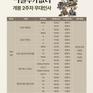 [통로석]10/5 어쩔수가없다 무대인사 A열~통로석양도