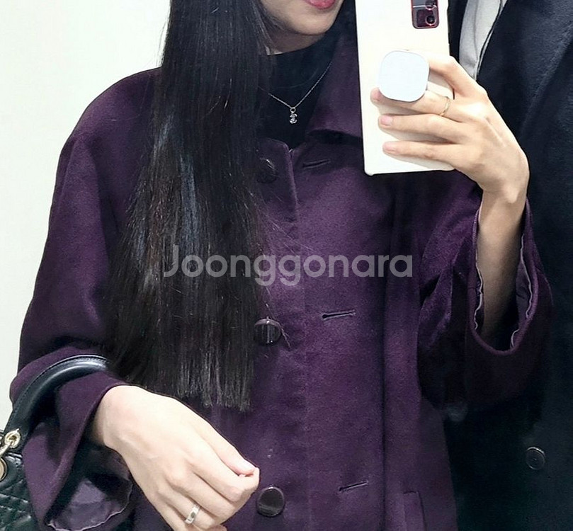 캐시미어 100% 롱코트 싱글코트 퍼플색 자주색 와인색--8