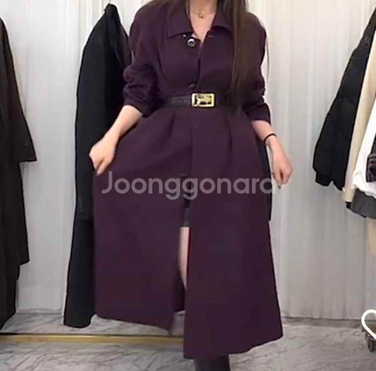 캐시미어 100% 롱코트 싱글코트 퍼플색 자주색 와인색--9
