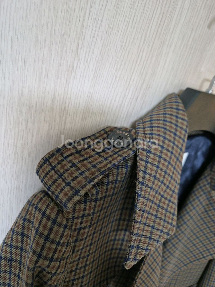 (신세경착용)산드로 체크 깅엄 트렌치코트 여성 롱코트--9