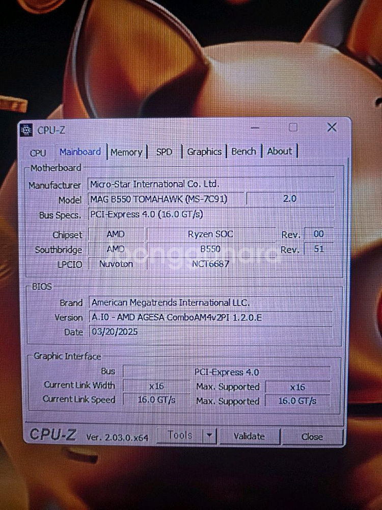 5700x3d msi B550토마호크 커세어 ddr4--5