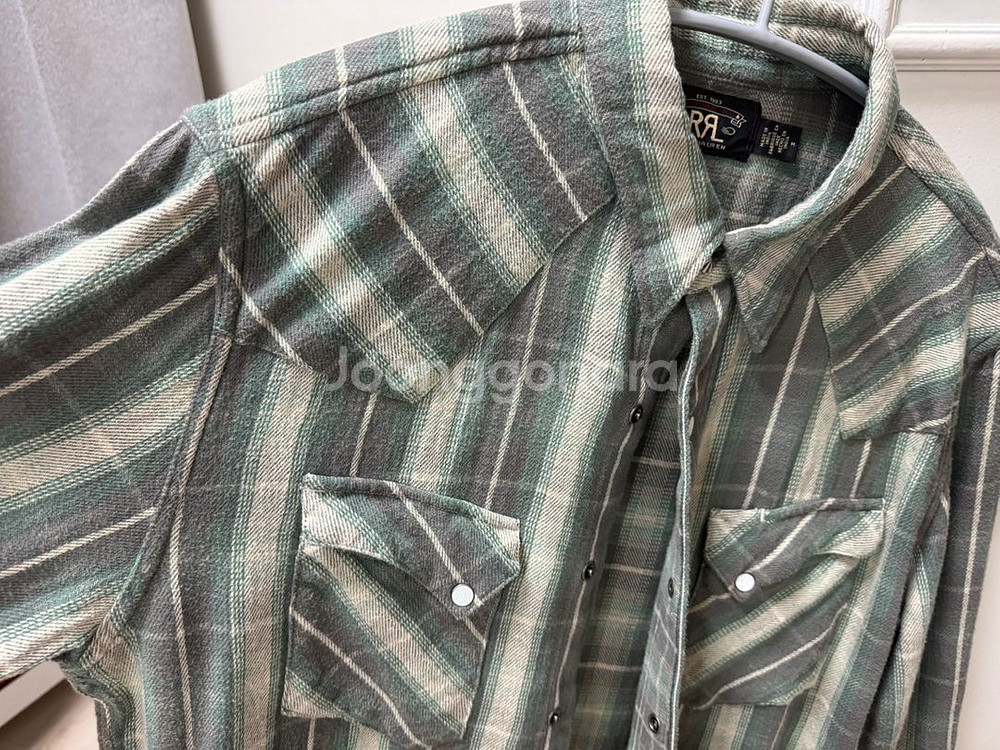 RRL 위스턴 플래드 체크셔츠 슬림핏 팝니다(M사이즈)--2