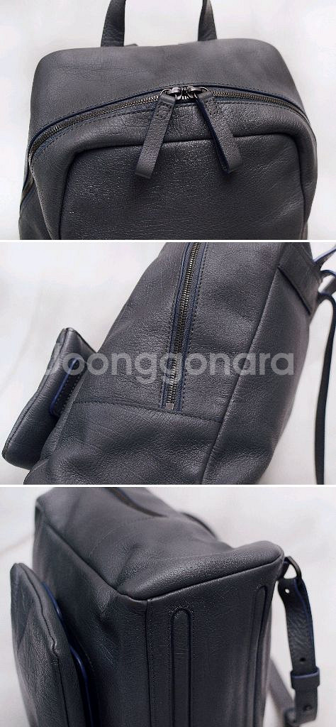 만다리나덕 에트나 그레이 풀그레인 레더 투인원 백팩--5