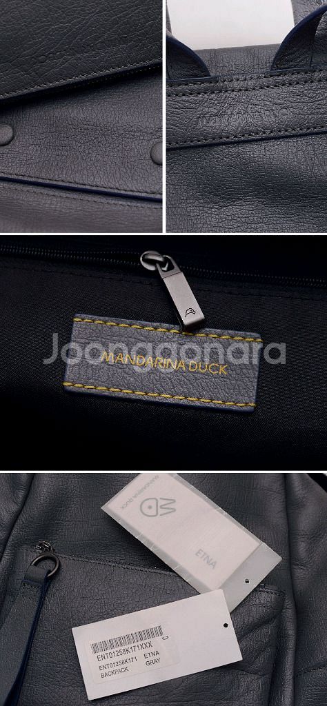 만다리나덕 에트나 그레이 풀그레인 레더 투인원 백팩--9