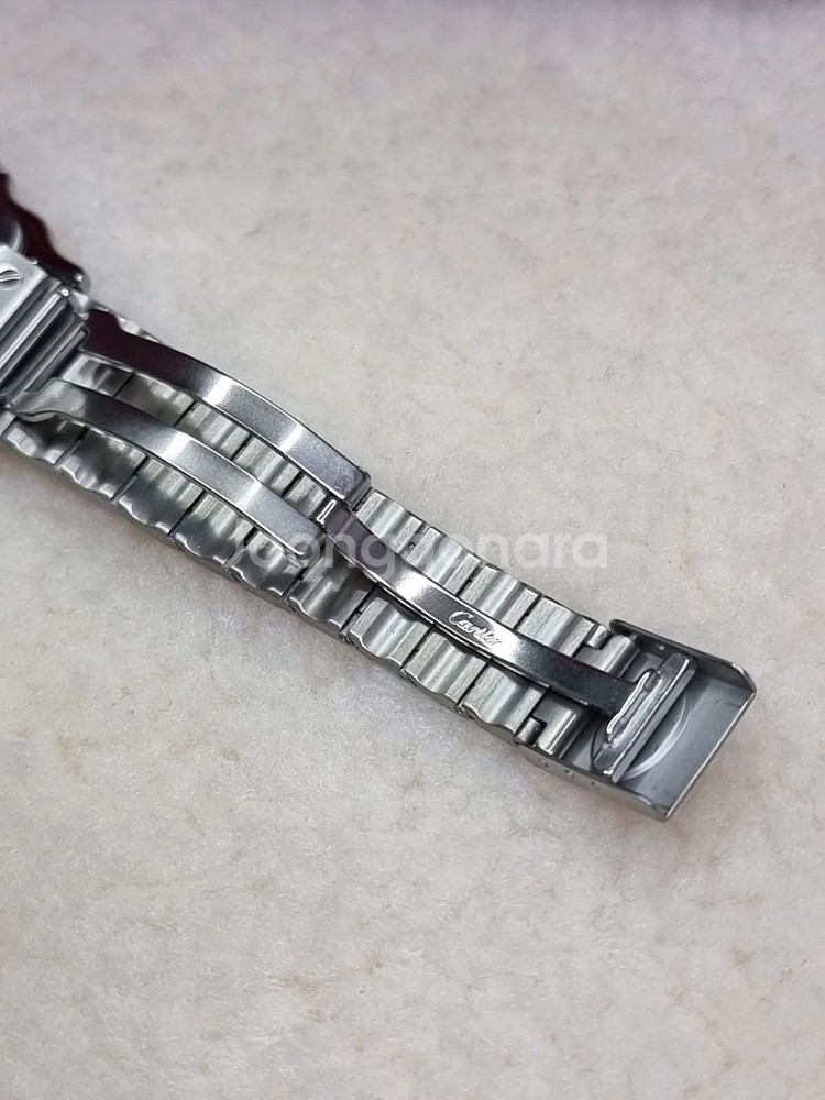 까르띠에 산토스 갈베 스틸 실버 인덱스 크림다이얼 시계--5