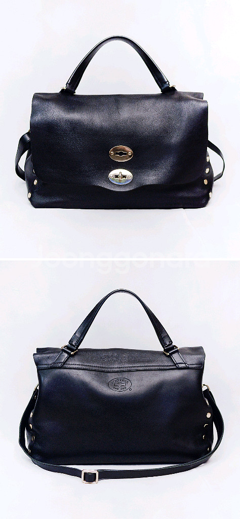 자넬라토 포스티나 M 오리지널 실크레더 금장 블랙--1