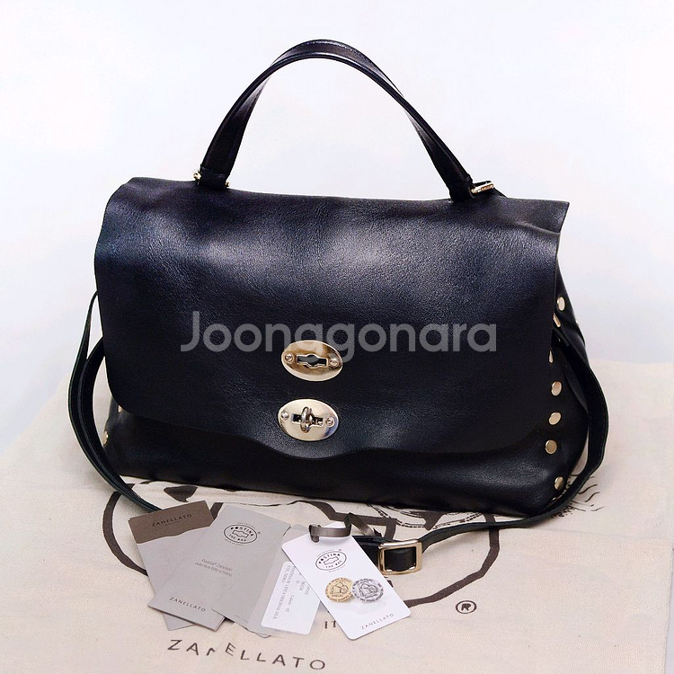 자넬라토 포스티나 M 오리지널 실크레더 금장 블랙--0