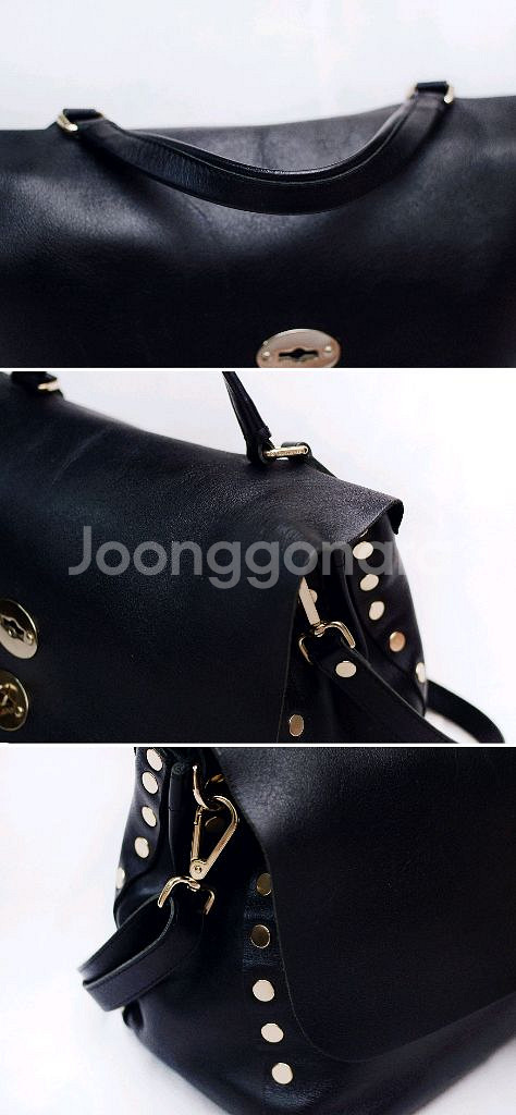 자넬라토 포스티나 M 오리지널 실크레더 금장 블랙--5