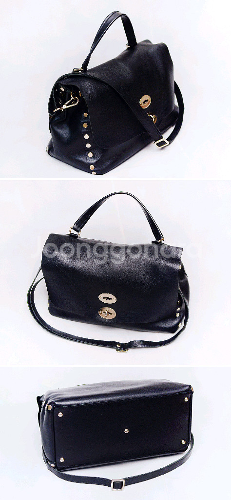 자넬라토 포스티나 M 오리지널 실크레더 금장 블랙--2