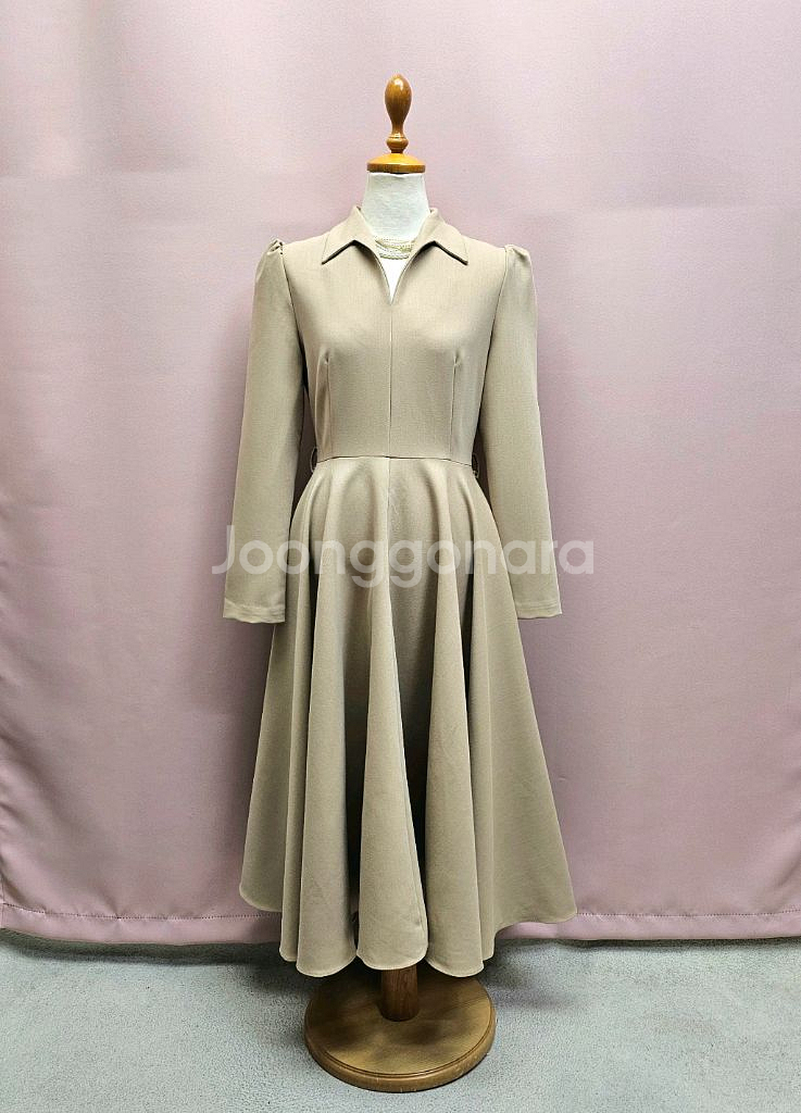 베니토 고퀄 플레어 퍼프 롱원피스--3