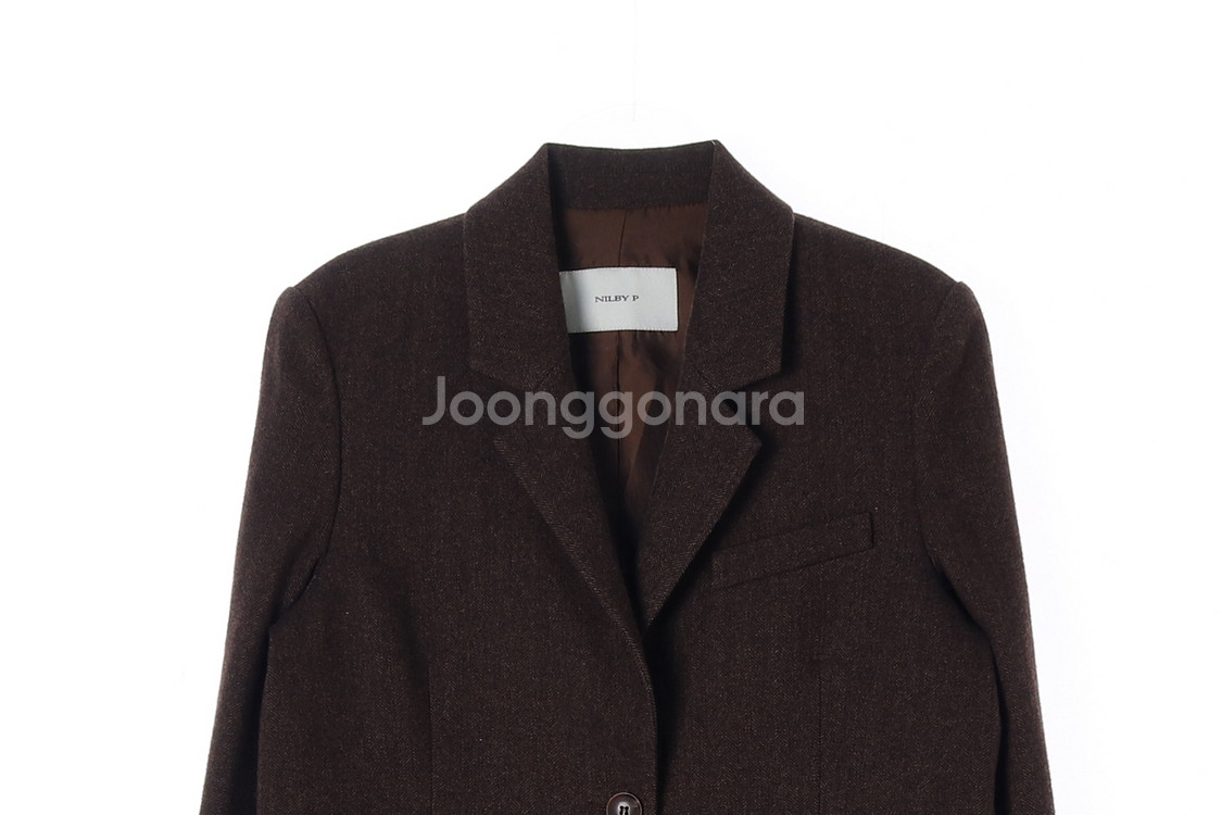 [S]닐바이피 울80% 브라운 헤링본 블레이저 싱글브레--1