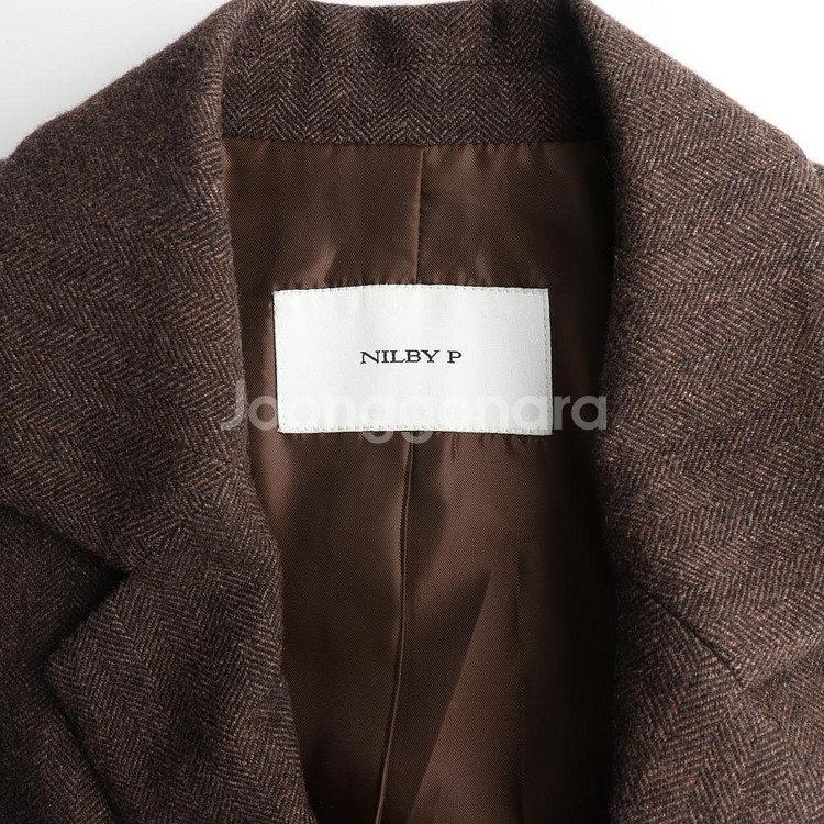 [S]닐바이피 울80% 브라운 헤링본 블레이저 싱글브레--5