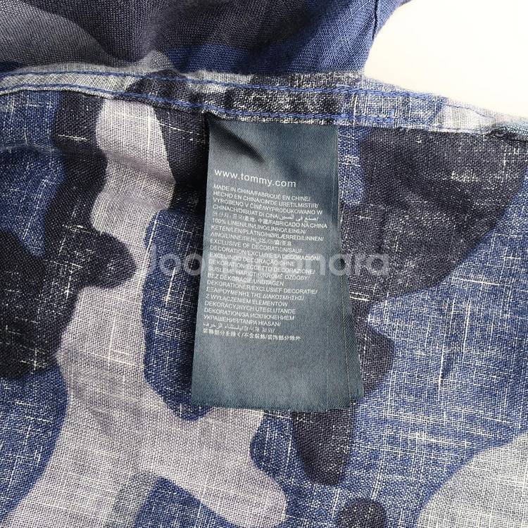 [M]타미힐피거 린넨100% 블루 카모플라쥬 반팔 셔츠--5