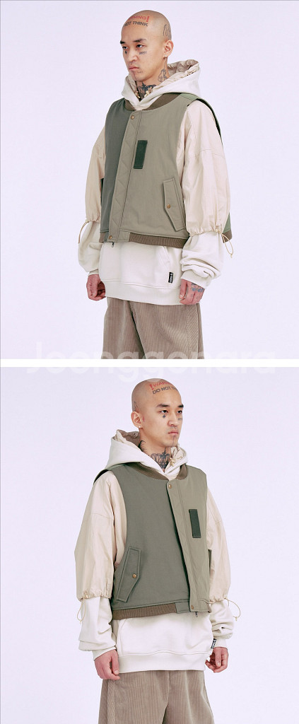 [새상품] 아조바이아조 나일론 믹스드 봄버 패딩 베스트--3