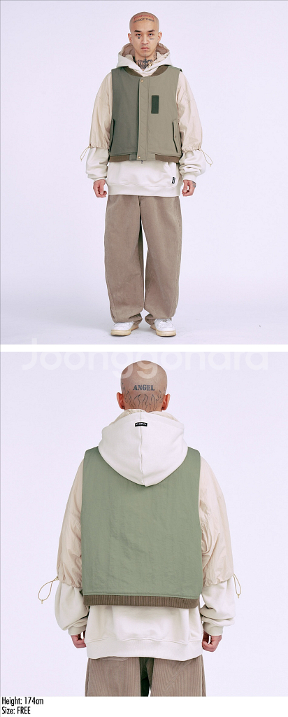 [새상품] 아조바이아조 나일론 믹스드 봄버 패딩 베스트--2