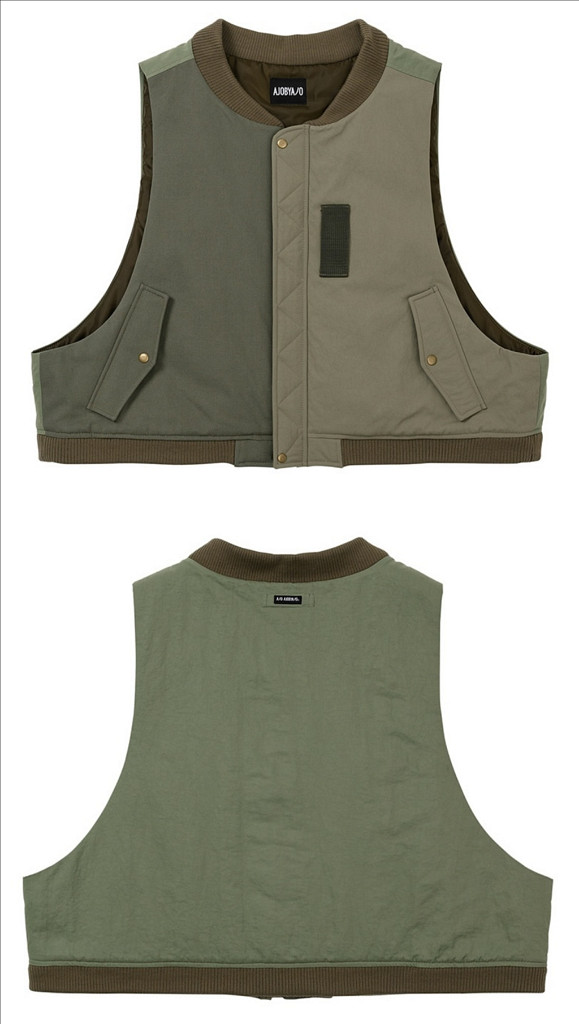 [새상품] 아조바이아조 나일론 믹스드 봄버 패딩 베스트--5