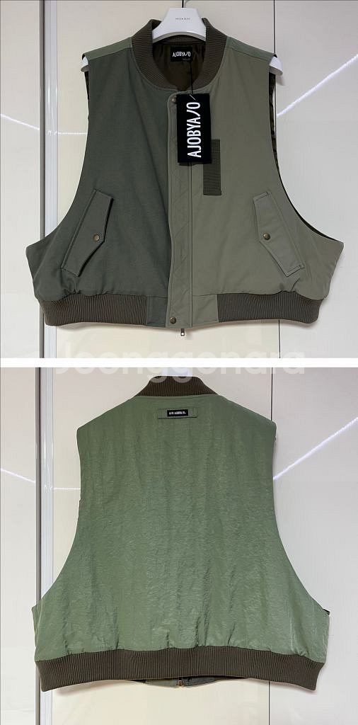 [새상품] 아조바이아조 나일론 믹스드 봄버 패딩 베스트--8